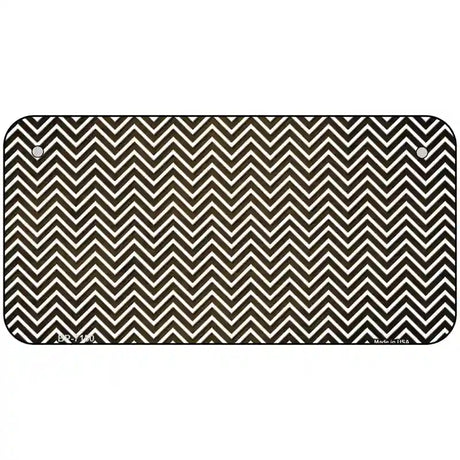 Brown White Small Chevron Oil Rubbed Metal Novelty License Plate 6" x 3" (BP)