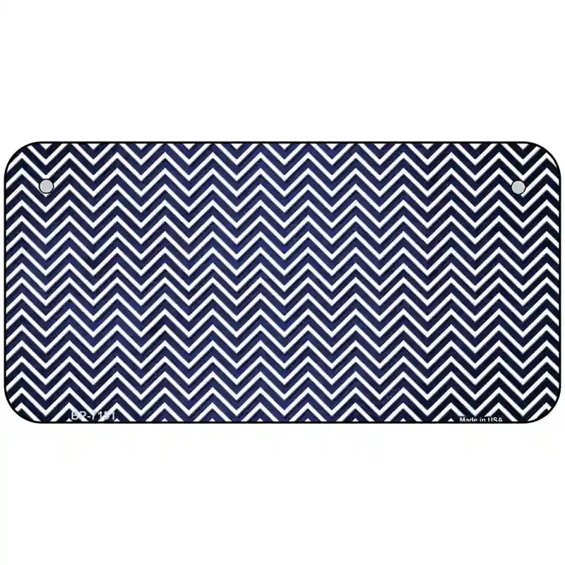 Blue White Small Chevron Oil Rubbed Metal Novelty License Plate 6" x 3" (BP)