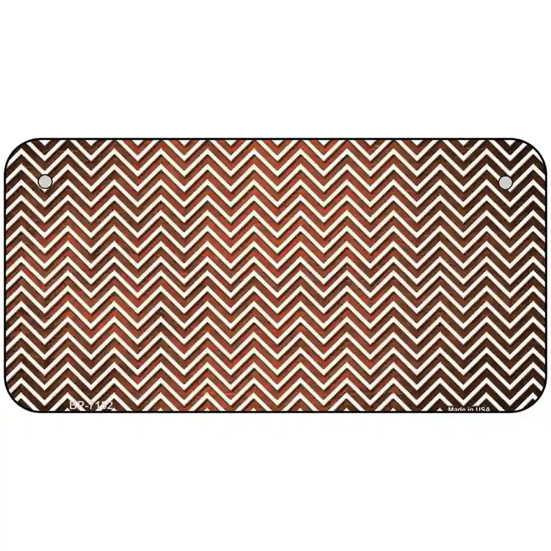 Orange White Small Chevron Oil Rubbed Metal Novelty License Plate 6" x 3" (BP)