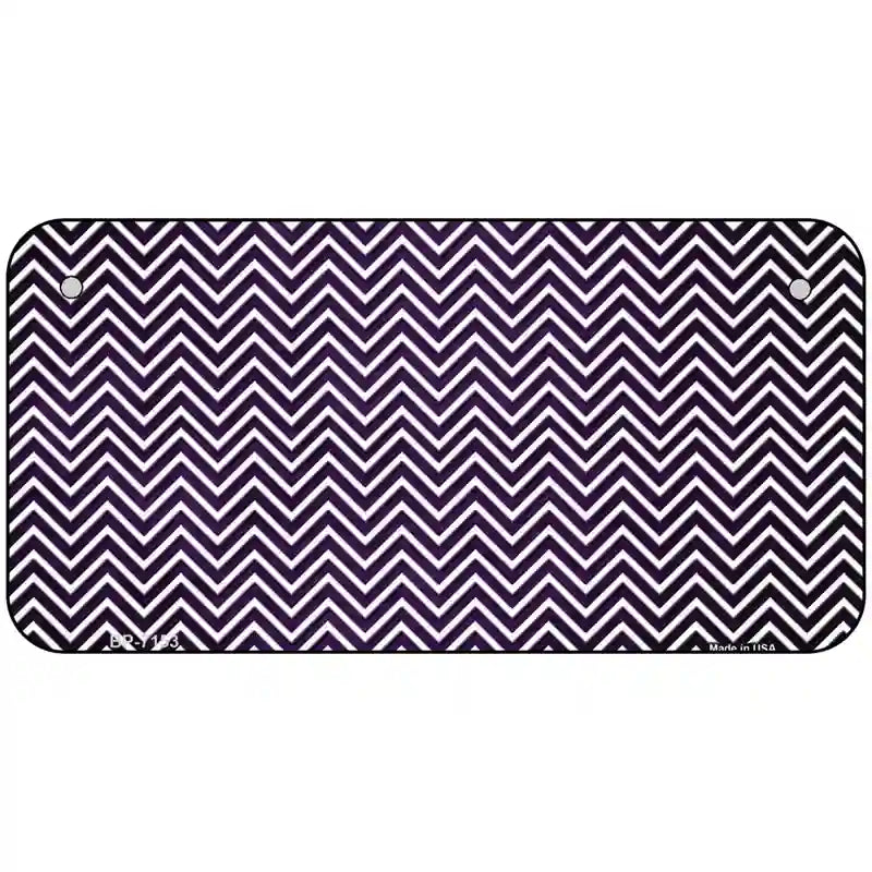 Purple White Small Chevron Oil Rubbed Metal Novelty License Plate 6" x 3" (BP)