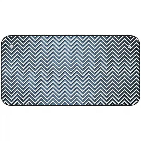 Light Blue White Small Chevron Oil Rubbed Metal Novelty License Plate 6" x 3" (BP)