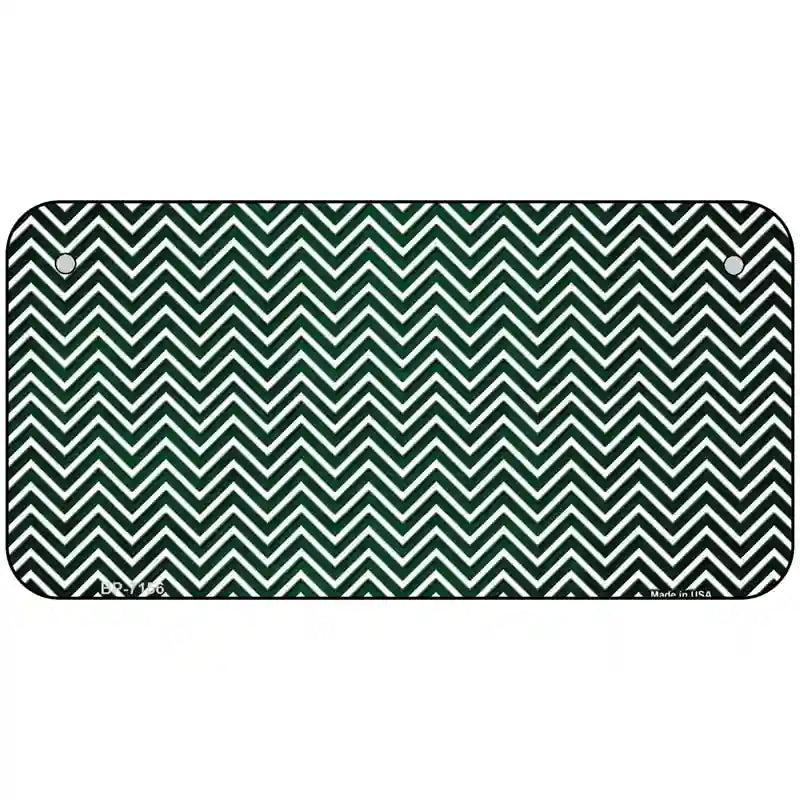 Green White Small Chevron Oil Rubbed Metal Novelty License Plate 6" x 3" (BP)