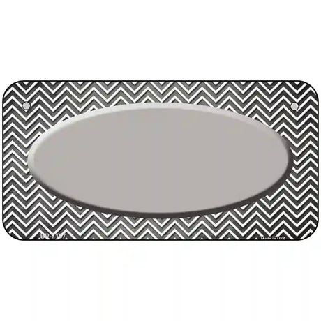 Gray White Small Chevron Oval Oil Rubbed Metal Novelty License Plate 6" x 3" (BP)