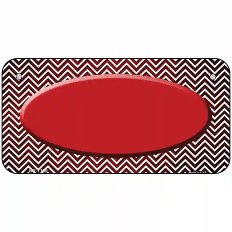 Red White Small Chevron Oval Oil Rubbed Metal Novelty License Plate 6" x 3" (BP)