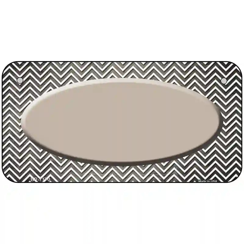 Tan White Small Chevron Oval Oil Rubbed Metal Novelty License Plate 6" x 3" (BP)