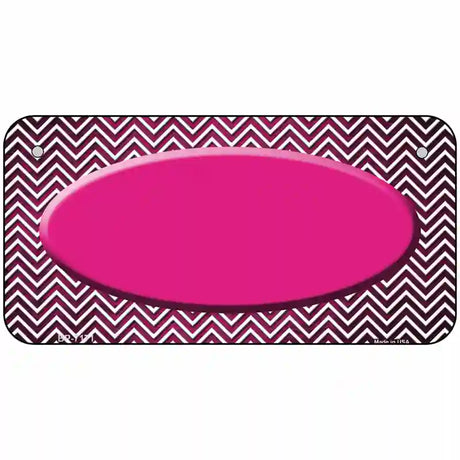 Pink White Small Chevron Oval Oil Rubbed Metal Novelty License Plate 6" x 3" (BP)