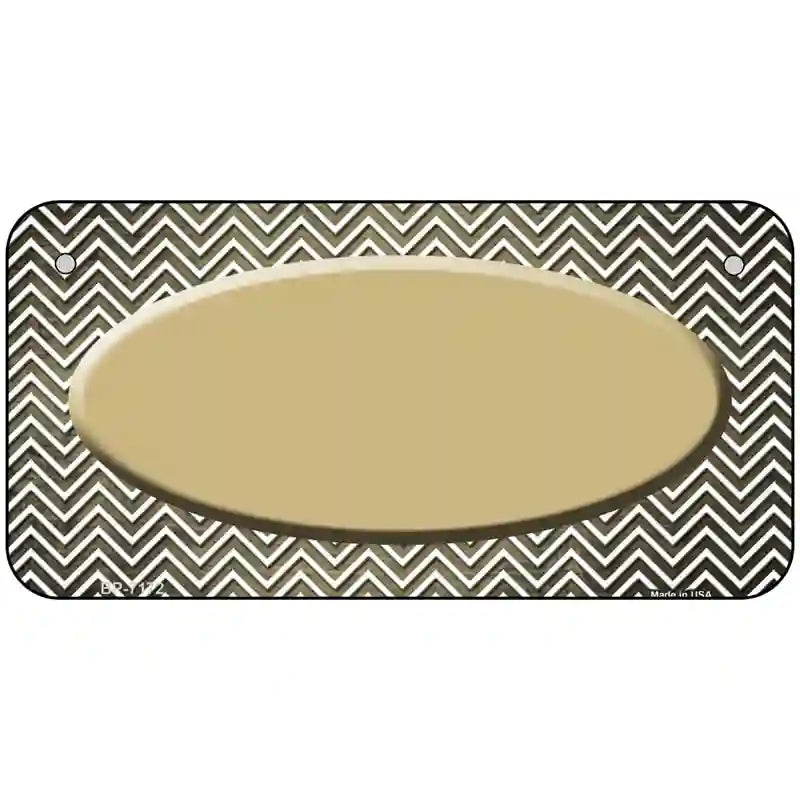 Gold White Small Chevron Oval Oil Rubbed Metal Novelty License Plate 6" x 3" (BP)