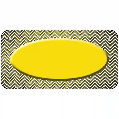 Yellow White Small Chevron Oval Oil Rubbed Metal Novelty License Plate 6" x 3" (BP)