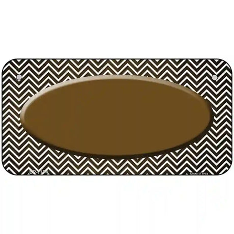 Brown White Small Chevron Oval Oil Rubbed Metal Novelty License Plate 6" x 3" (BP)