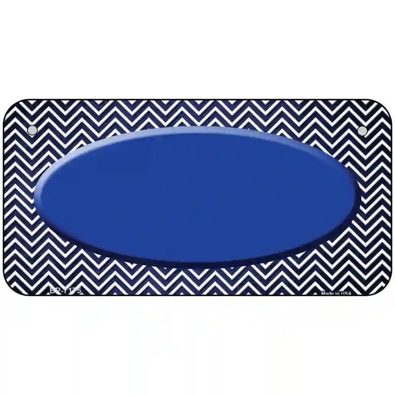 Blue White Small Chevron Oval Oil Rubbed Metal Novelty License Plate 6" x 3" (BP)