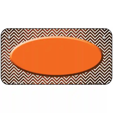 Orange White Small Chevron Oval Oil Rubbed Metal Novelty License Plate 6" x 3" (BP)