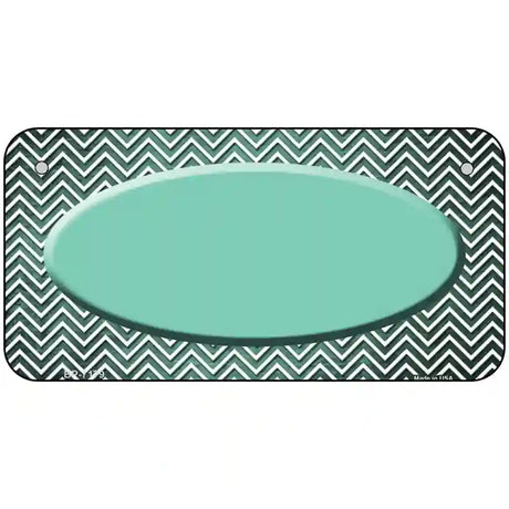 Mint White Small Chevron Oval Oil Rubbed Metal Novelty License Plate 6" x 3" (BP)