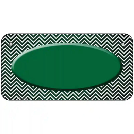 Green White Small Chevron Oval Oil Rubbed Metal Novelty License Plate 6" x 3" (BP)