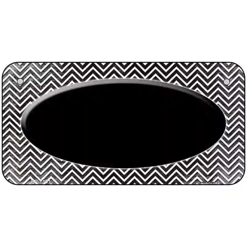 Black White Small Chevron Oval Oil Rubbed Metal Novelty License Plate 6" x 3" (BP)