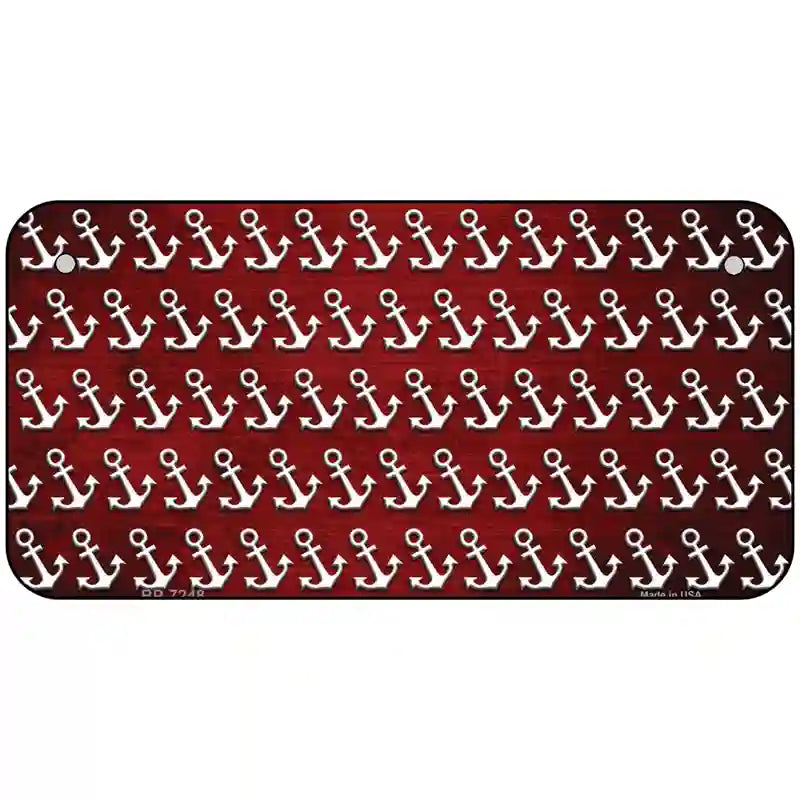 Red White Anchor Oil Rubbed Metal Novelty License Plate 6" x 3" (BP)