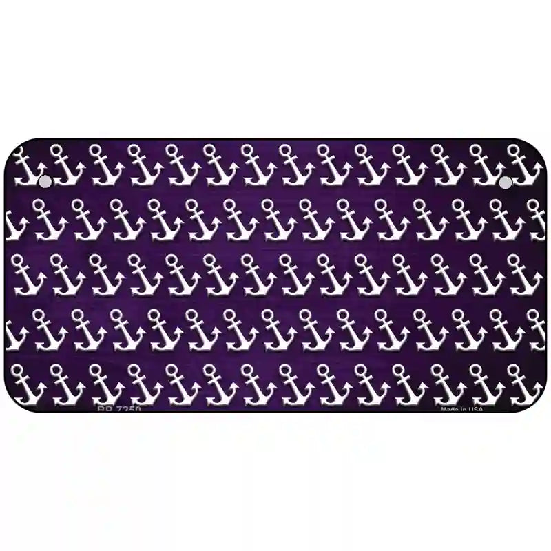 Purple White Anchor Oil Rubbed Metal Novelty License Plate 6" x 3" (BP)