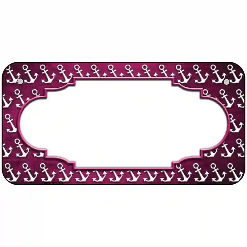 Pink White Anchor Scallop Oil Rubbed Metal Novelty License Plate 6" x 3" (BP)