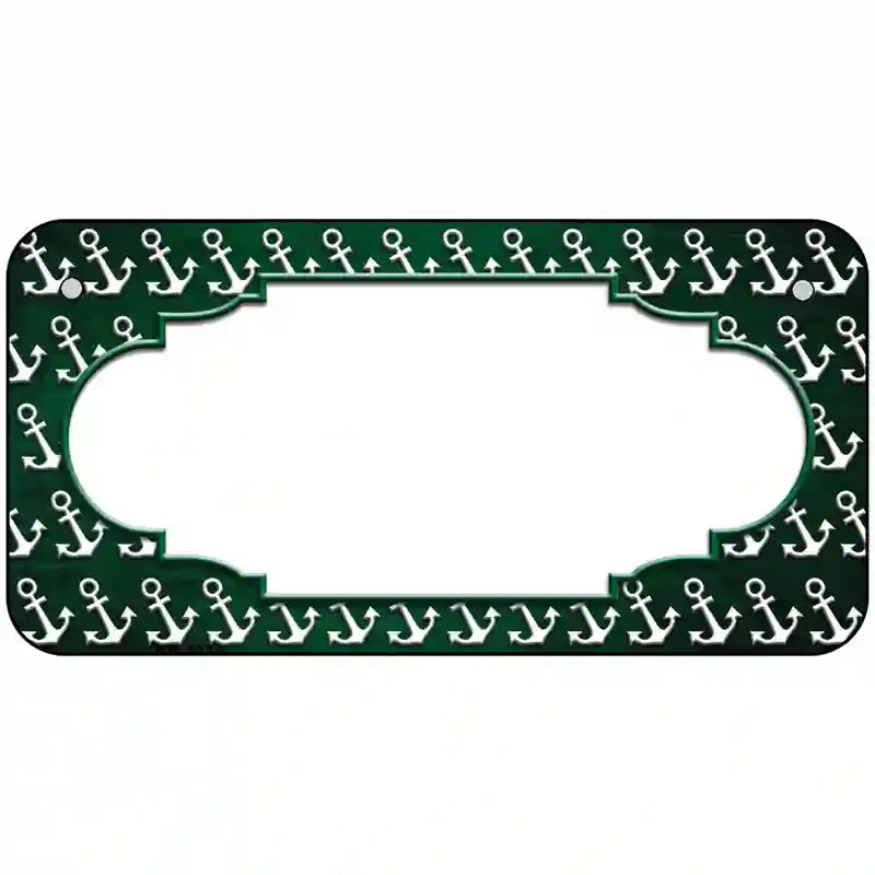 Green White Anchor Scallop Oil Rubbed Metal Novelty License Plate 6" x 3" (BP)