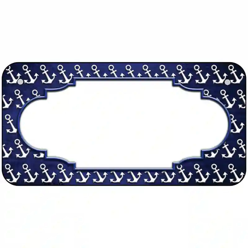 Blue White Anchor Scallop Oil Rubbed Metal Novelty License Plate 6" x 3" (BP)