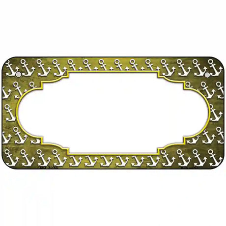 Yellow White Anchor Scallop Oil Rubbed Metal Novelty License Plate 6" x 3" (BP)