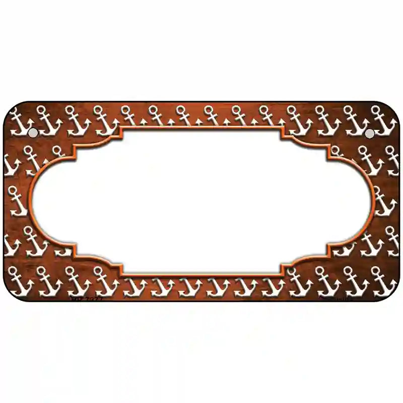 Orange White Anchor Scallop Oil Rubbed Metal Novelty License Plate 6" x 3" (BP)