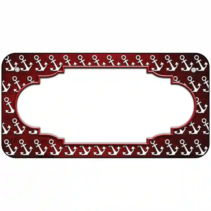 Red White Anchor Scallop Oil Rubbed Metal Novelty License Plate 6" x 3" (BP)