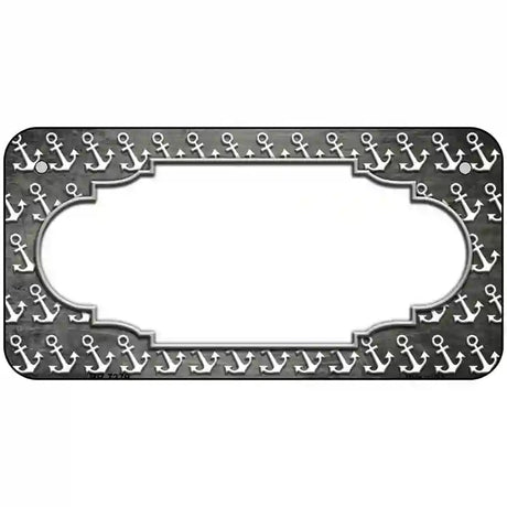 Gray White Anchor Scallop Oil Rubbed Metal Novelty License Plate 6" x 3" (BP)