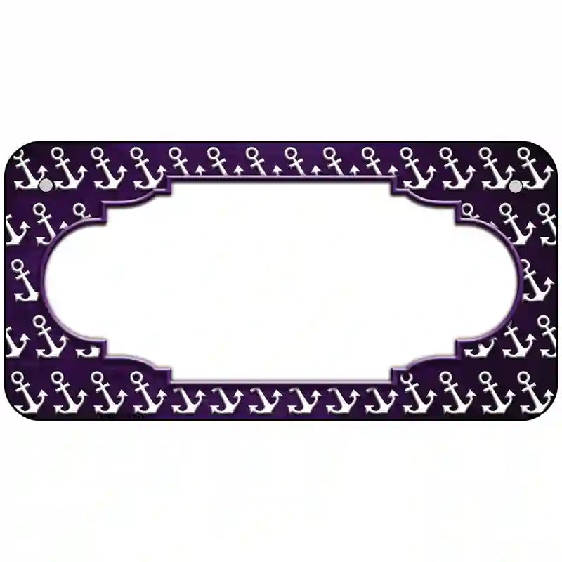 Purple White Anchor Scallop Oil Rubbed Metal Novelty License Plate 6" x 3" (BP)