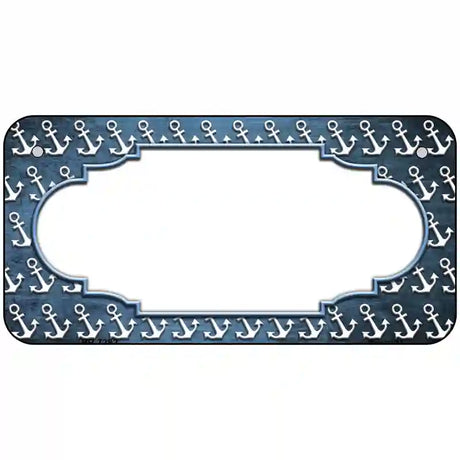 Light Blue White Anchor Scallop Oil Rubbed Metal Novelty License Plate 6" x 3" (BP)