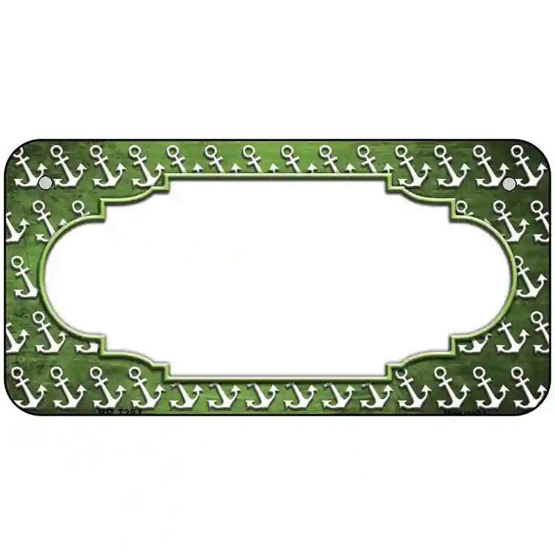 Lime Green White Anchor Scallop Oil Rubbed Metal Novelty License Plate 6" x 3" (BP)