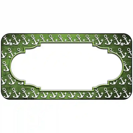 Lime Green White Anchor Scallop Oil Rubbed Metal Novelty License Plate 6" x 3" (BP)