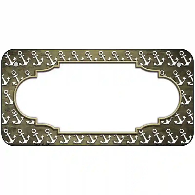 Gold White Anchor Scallop Oil Rubbed Metal Novelty License Plate 6" x 3" (BP)