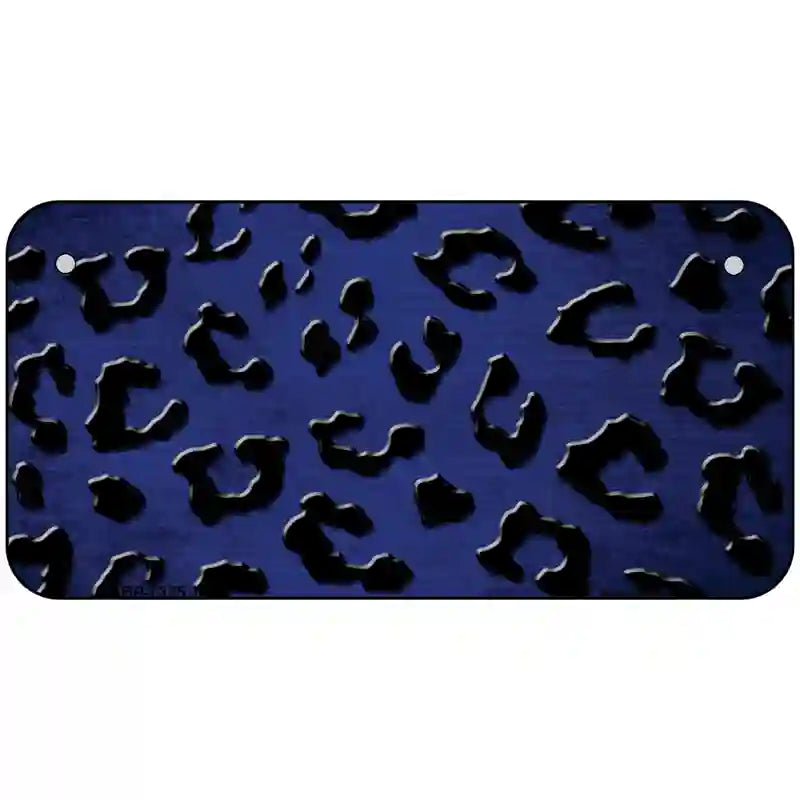 Blue Black Cheetah Oil Rubbed Metal Novelty License Plate 6" x 3" (BP)