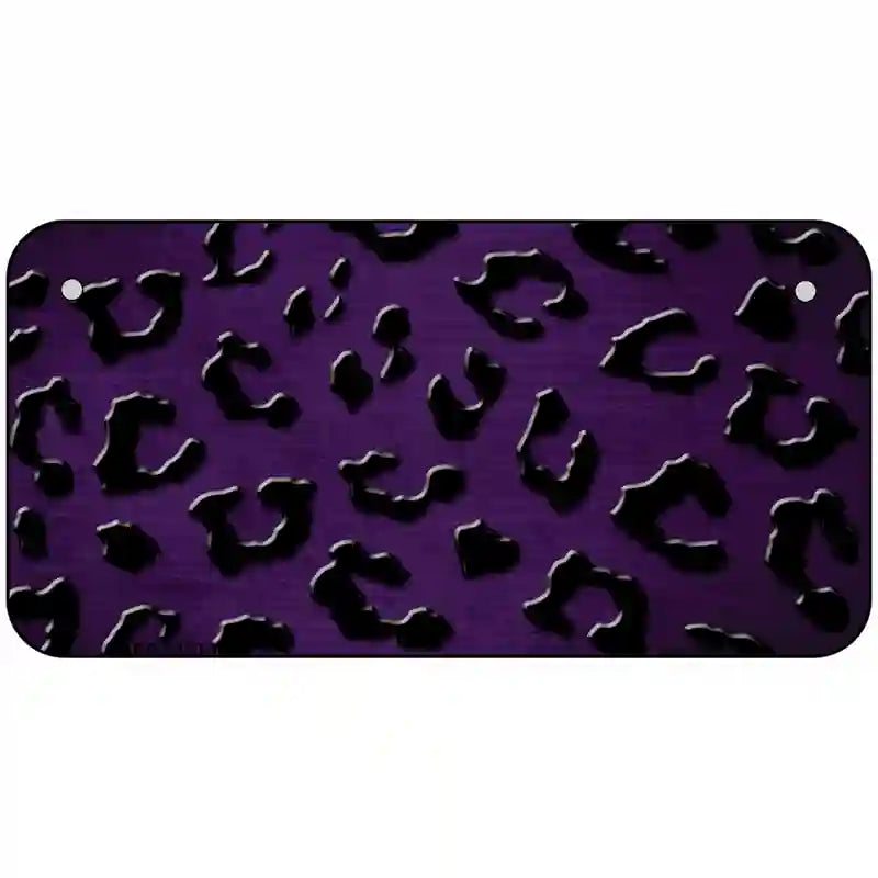 Purple Black Cheetah Oil Rubbed Metal Novelty License Plate 6" x 3" (BP)