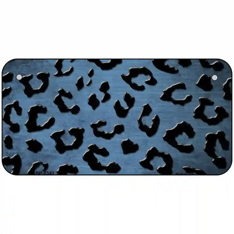 Light Blue Black Cheetah Oil Rubbed Metal Novelty License Plate 6" x 3" (BP)