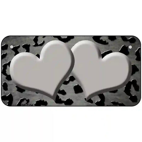 Gray Black Cheetah Hearts Oil Rubbed Metal Novelty License Plate 6" x 3" (BP)