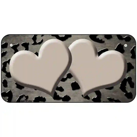 Tan Black Cheetah Hearts Oil Rubbed Metal Novelty License Plate 6" x 3" (BP)