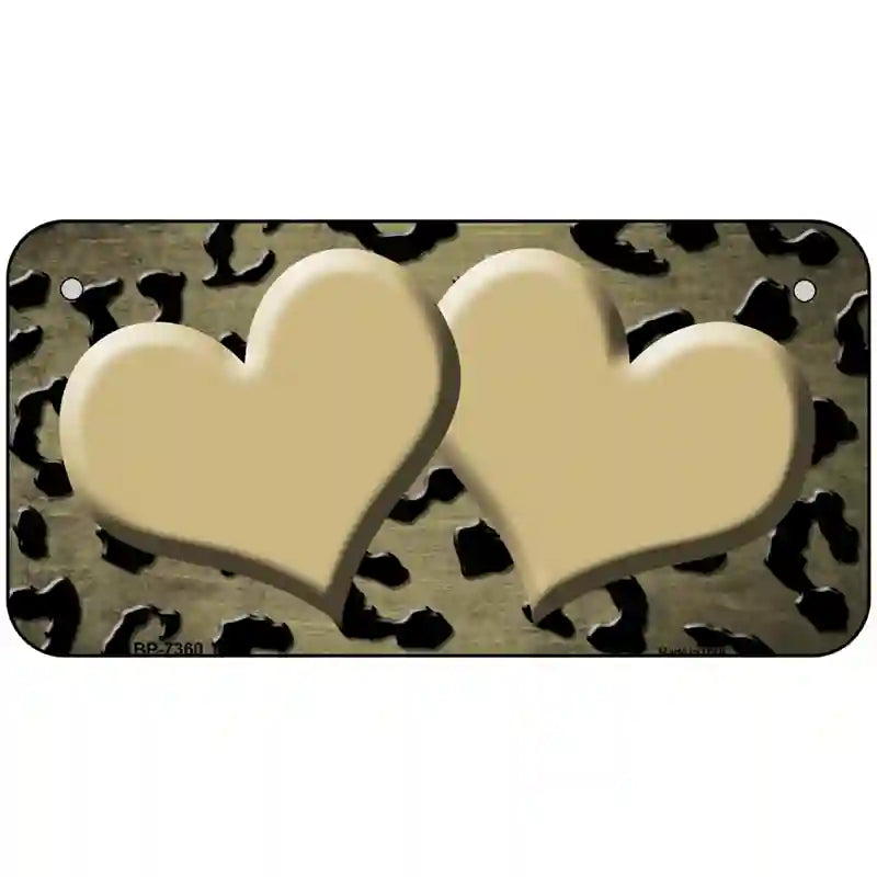 Gold Black Cheetah Hearts Oil Rubbed Metal Novelty License Plate 6" x 3" (BP)