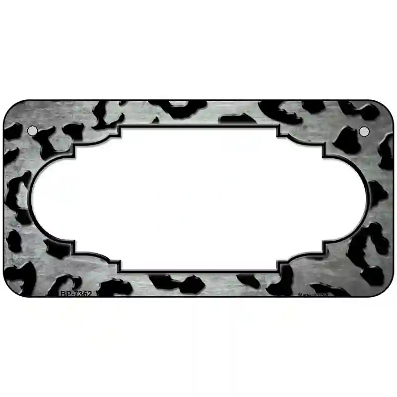 White Black Cheetah Scallop Oil Rubbed Metal Novelty License Plate 6" x 3" (BP)