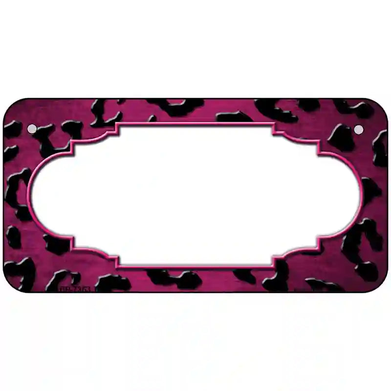 Pink Black Cheetah Scallop Oil Rubbed Metal Novelty License Plate 6" x 3" (BP)