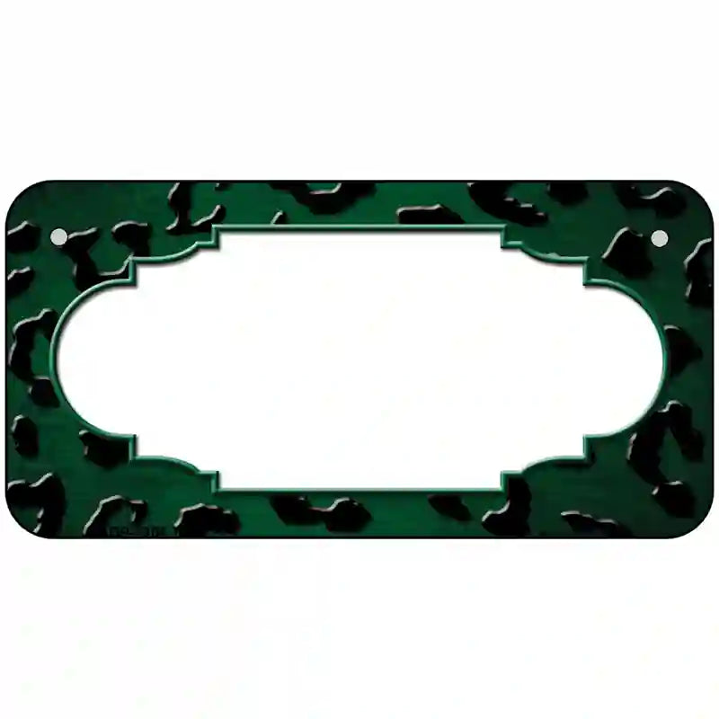 Green Black Cheetah Scallop Oil Rubbed Metal Novelty License Plate 6" x 3" (BP)