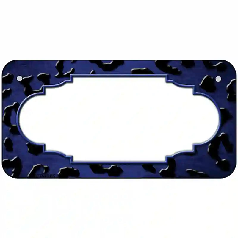 Blue Black Cheetah Scallop Oil Rubbed Metal Novelty License Plate 6" x 3" (BP)