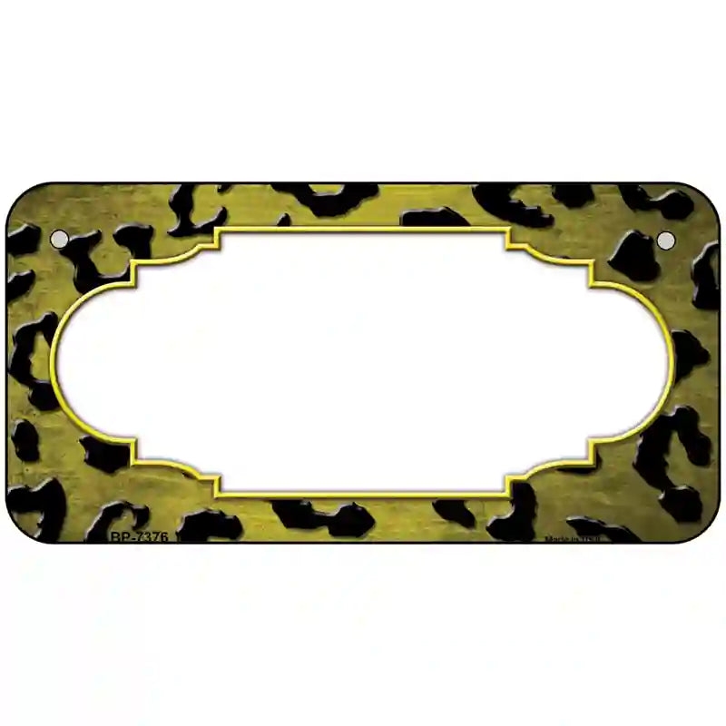 Yellow Black Cheetah Scallop Oil Rubbed Metal Novelty License Plate 6" x 3" (BP)