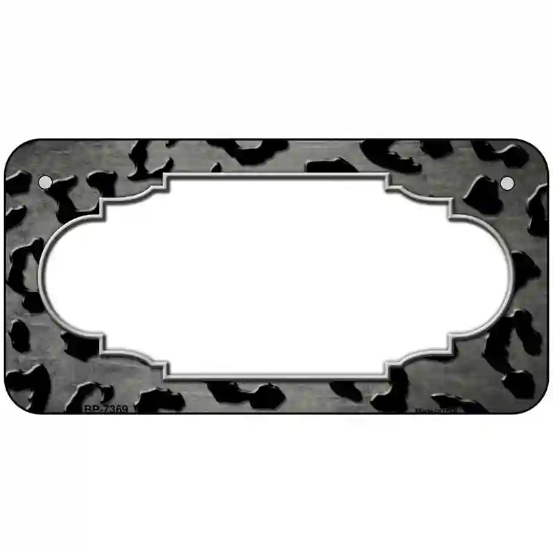 Gray Black Cheetah Scallop Oil Rubbed Metal Novelty License Plate 6" x 3" (BP)