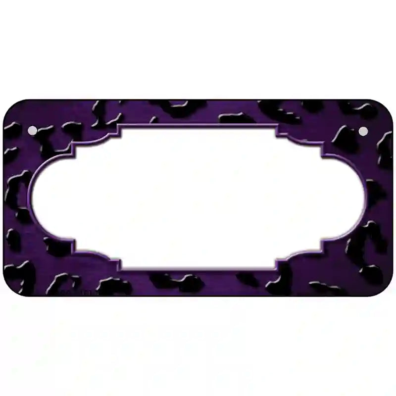 Purple Black Cheetah Scallop Oil Rubbed Metal Novelty License Plate 6" x 3" (BP)