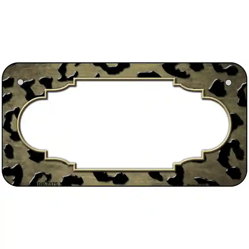 Gold Black Cheetah Scallop Oil Rubbed Metal Novelty License Plate 6" x 3" (BP)