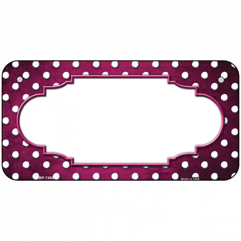 Pink White Small Dots Scallop Oil Rubbed Metal Novelty License Plate 6" x 3" (BP)