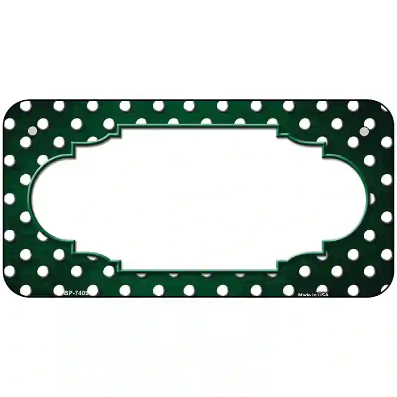 Green White Small Dots Scallop Oil Rubbed Metal Novelty License Plate 6" x 3" (BP)