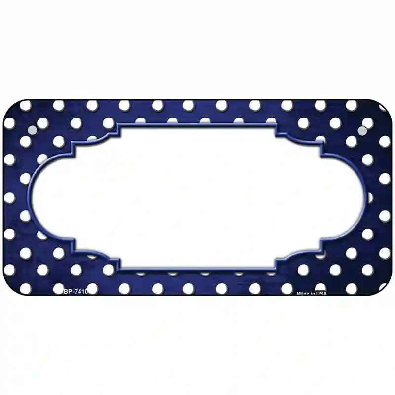 Blue White Small Dots Scallop Oil Rubbed Metal Novelty License Plate 6" x 3" (BP)