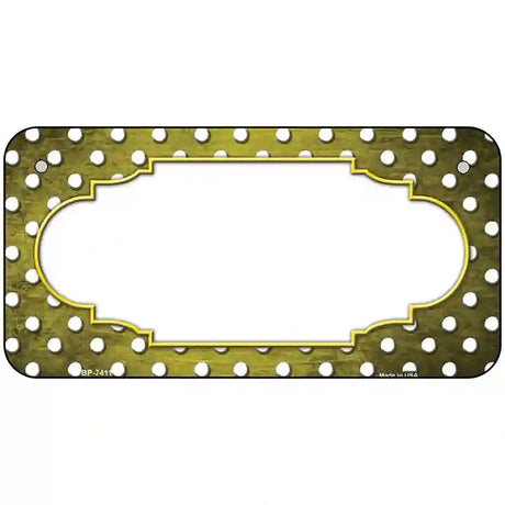 Yellow White Small Dots Scallop Oil Rubbed Metal Novelty License Plate 6" x 3" (BP)